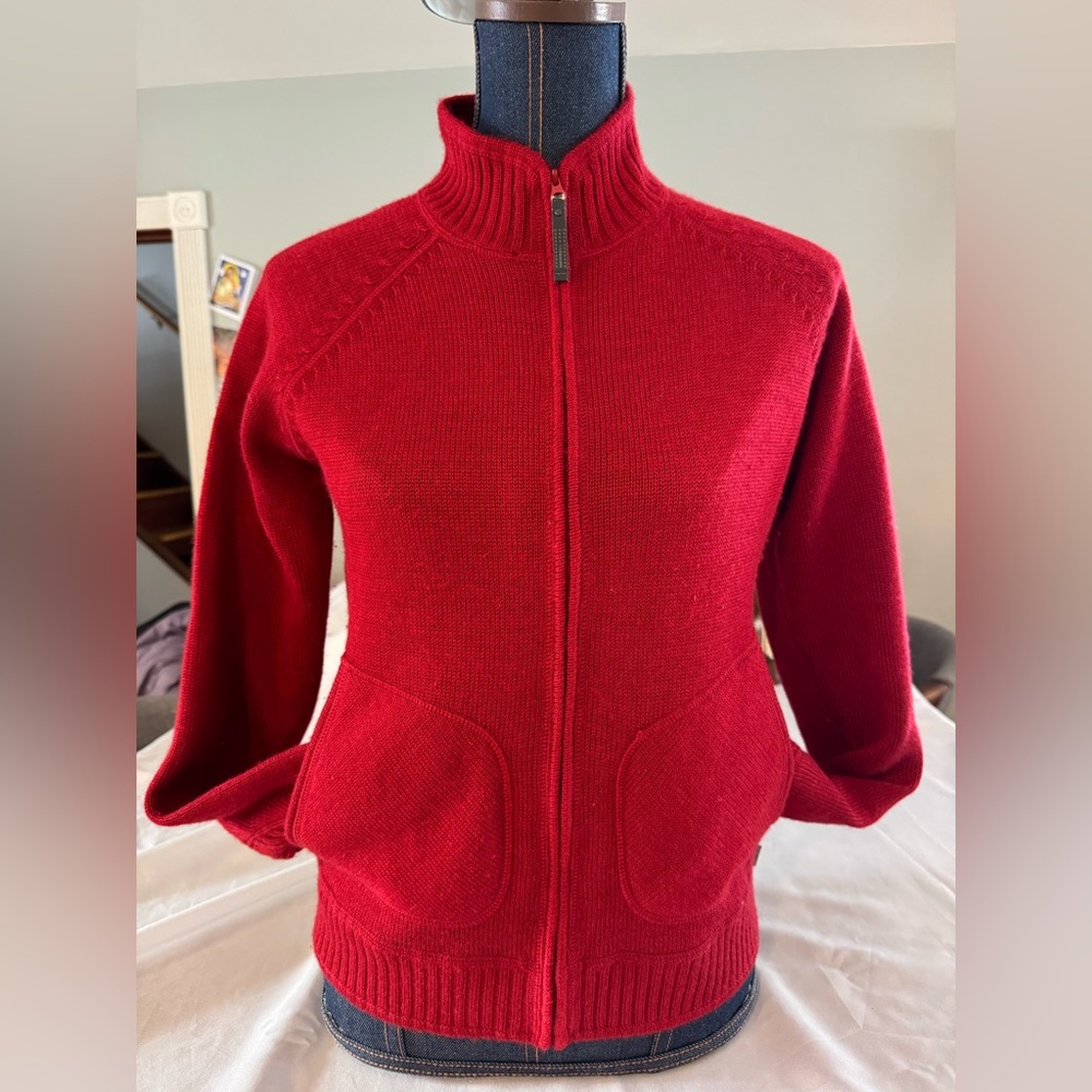 Ladies Merrell Red Knit Zip Sweater Size medium